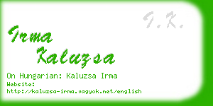 irma kaluzsa business card